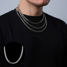 Stainless Steel 6MM Cuban Curb Link Chain 16”-26” Women Men Hip Hop Necklace UK