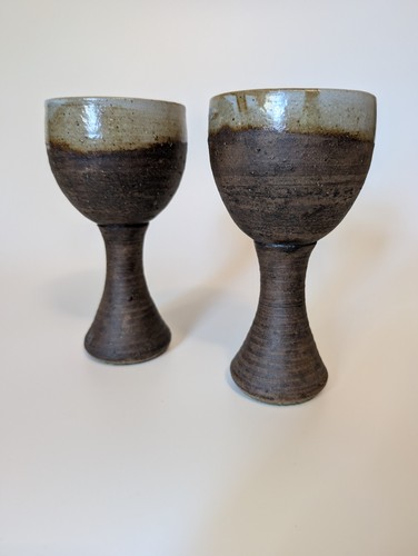 Pair vintage studio pottery - of,