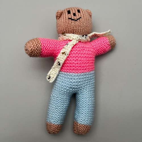 Hand knitted teddy - knitted,