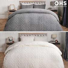 OHS Cable Knit Bedding Set Reversible Fleece Quilt Duvet Cover with Pillowcase