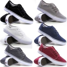  Mens Lambretta Lace Up Casual Canvas Shoes Plimsolls Pumps Skates Trainers Size