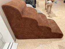 Brown Dog Stairs Pet For Bed Sofa Cats Ramp With Removable Cover (40Wx73Dx54cmH)