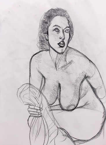 Nude art female - art,, drawing