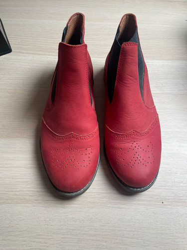 Red leather brogue style - , ankle