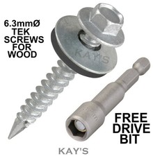 TIMBER TEK ROOFING SCREWS BOLTS FIX CORRUGATED SHEET TO TIMBER WITH FREE HEX BIT