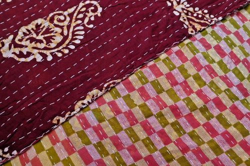 Vintage sari throw reversible - vintage,