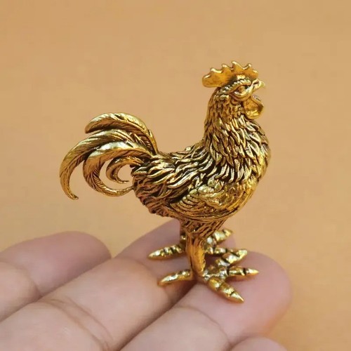 Brass rooster statue - brass,