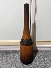Vintage Large Decorative Vase Wooden Tall Bottle Shape Retro Home Decor