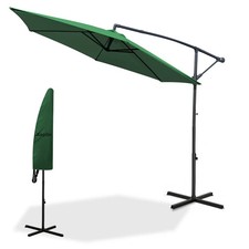 3M Garden Parasol GREEN Cantilever  - Outdoor Umbrella with Crank Handle & Cover