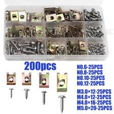 200pcs Assorted Spire Clips U Nuts Captive Speed Fasteners Self Tapping Screw