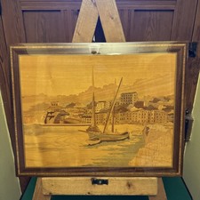 Marquetry Inlaid Wood Art, Sailing Boat 