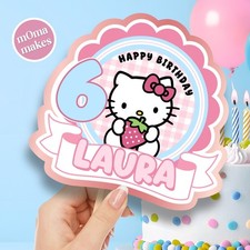 Hello Kitty cake topper - personalised girls pink birthday cake decoration