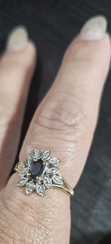 9ct gold sapphire diamond - gold, &