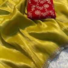 Crush Tissue Silk Saree With Banarasi Blouse Material Partywear Saree