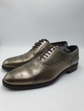 Charles Tyrwhitt Leather Oxford Brogue Shoes Metallic Bronze Size 8 UK New
