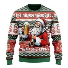 Fashion Beer Ugly Christmas Sweater Women Men Sweatshirt Pullover Bar Party
