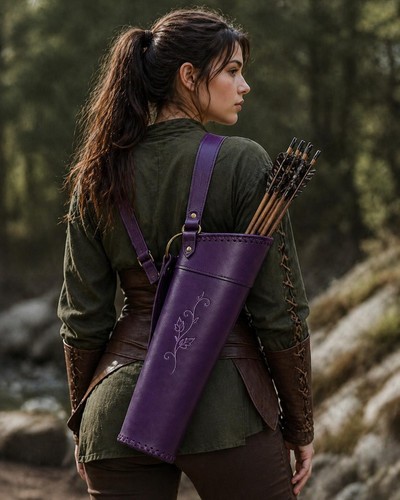Purple leather archery quiver