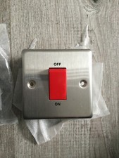 volex 45A double pole cooker switch brushed chrome