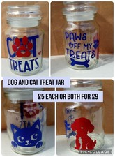 1xDog and 1x Cat Treats Jars with Lids Pet Food Storage Jar