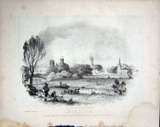 Original Old Antique Print