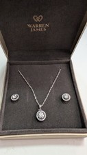 Warren James 925 Sterling Silver Necklace and Stud Earrings Set Boxed