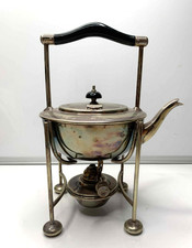 silver-plated spirit kettle on