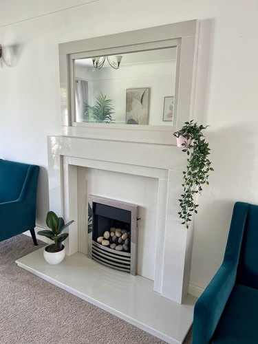 White wood fireplace surround - white,