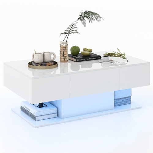 Coffee table with - coffee, shelves