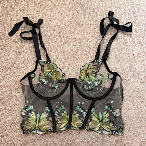 Black butterfly embroidered - butterfly,