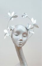 Argentum - Silver Wire & Leatherette headpiece fascinator ASCOT WEDDING