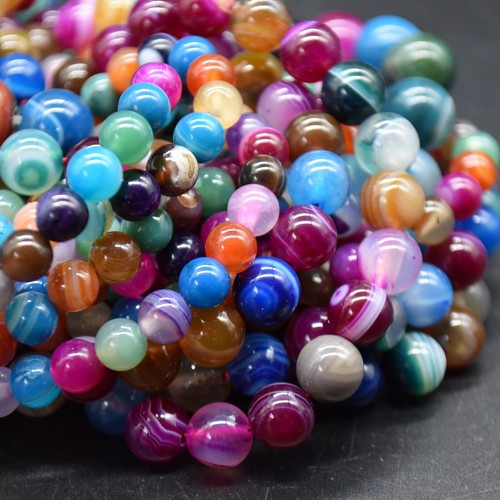 Banded agate round beads - banded,