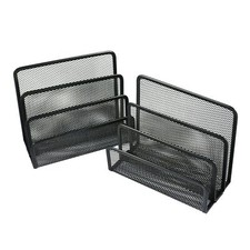 2 x Black Mesh Letter Sorters - Mail Tray Desk Office Organiserk