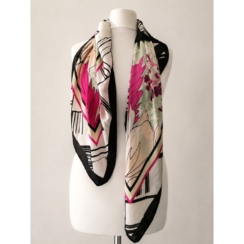 Vintage silk floral scarf pink - silk,