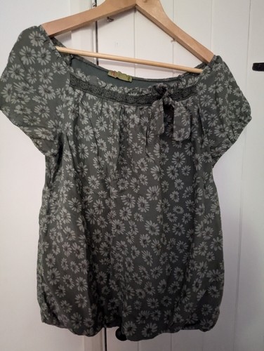 Willow green blouse with - &,