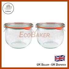 X2 WECK 744 580ml Storage Jar, Seal, Clamps. Canning, Yoghurt, Kimchi, Jam