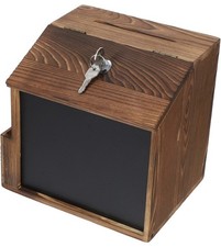 Wall-mounted Donation Box Wooden with Lock Suggestion Box Chalk Board