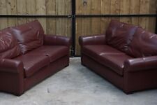 Pair of Multiyork Leather 2.5 Seater Sofas Bordeaux Brown (2x Settees) Quality