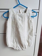 PILI CARRERA Age 6 - 9 Months Cream Ivory Velvet Romper Spanish