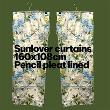 Sunlover Curtains 160x108cm Pencil Pleat Lined Floral Soft Touch Ready Made
