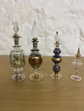 4 Glass Perfume Bottles Egyptian Style