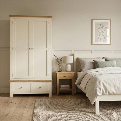 Painted ivory double wardrobe - ivory,