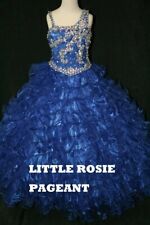 NEW* Little Rosie Girls Glitz Long Pageant Dress LR2030 Royal 14 $600