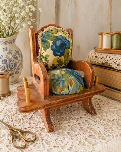 Vintage wooden upholstered - upholstered, pin