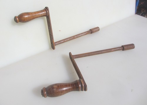 Antique wood handle winder - wood,