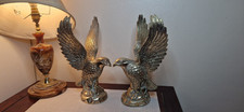 Vintage Large Pair Brass Eagles Statues Figurines, Garden Ornaments 