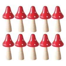 10Pcs Wooden Mushroom Decors