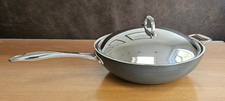 Stellar Hard Anodised Non Stick 30cm Wok with Stainless Steel Lid for all Hobs