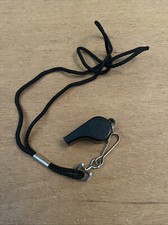 Reydon Sports Black Plastic Pea Whistle On Removable Neck Cord