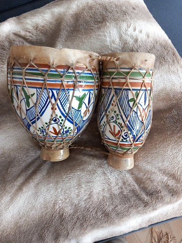 Vintage moroccan bongo drums - bongo,