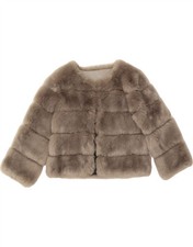 VINTAGE Womens Faux Fur Bolero Jacket UK 14 Medium Grey Polyester AU02